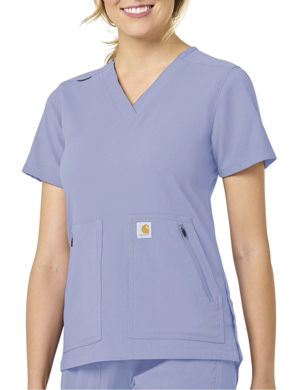 Carhartt Ceil Blue 4-Pocket V-Neck Scrub Top